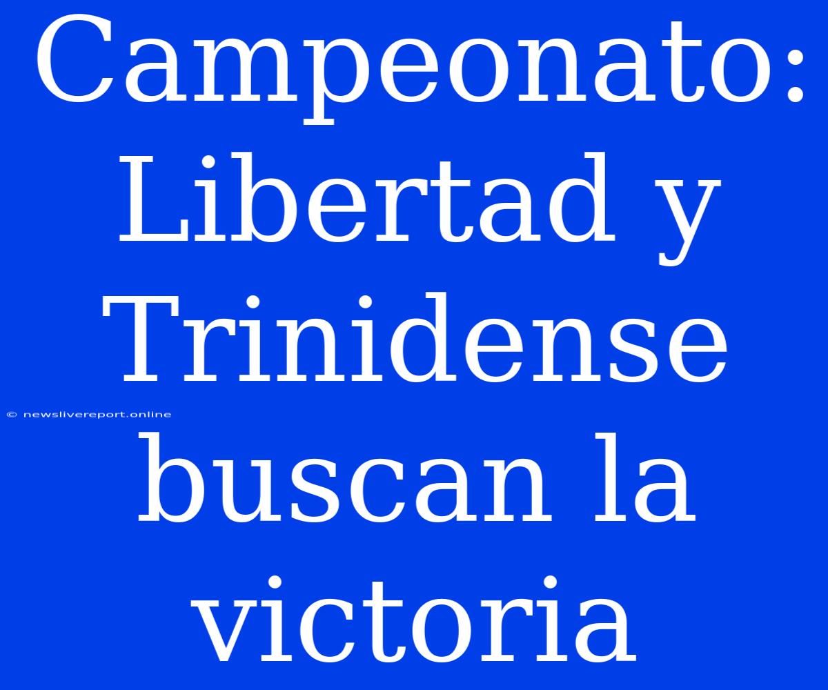 Campeonato: Libertad Y Trinidense Buscan La Victoria