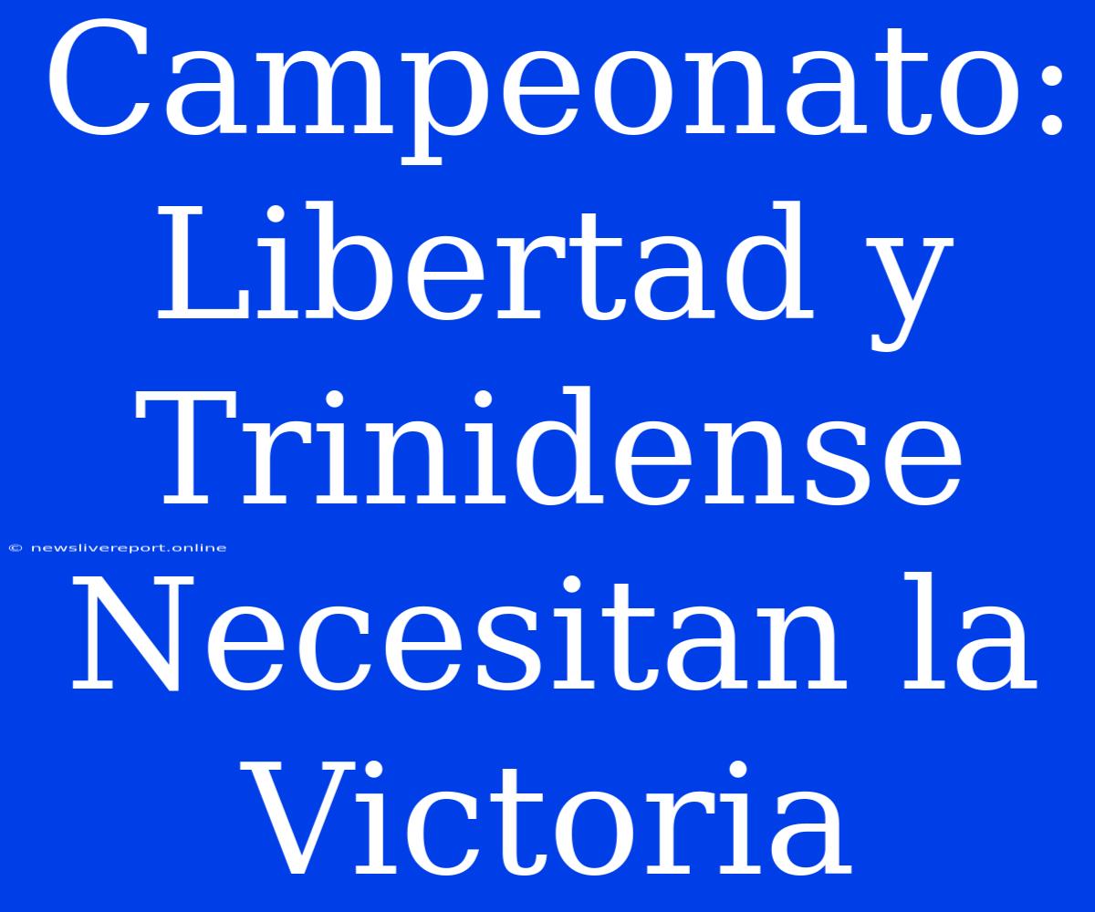 Campeonato: Libertad Y Trinidense Necesitan La Victoria