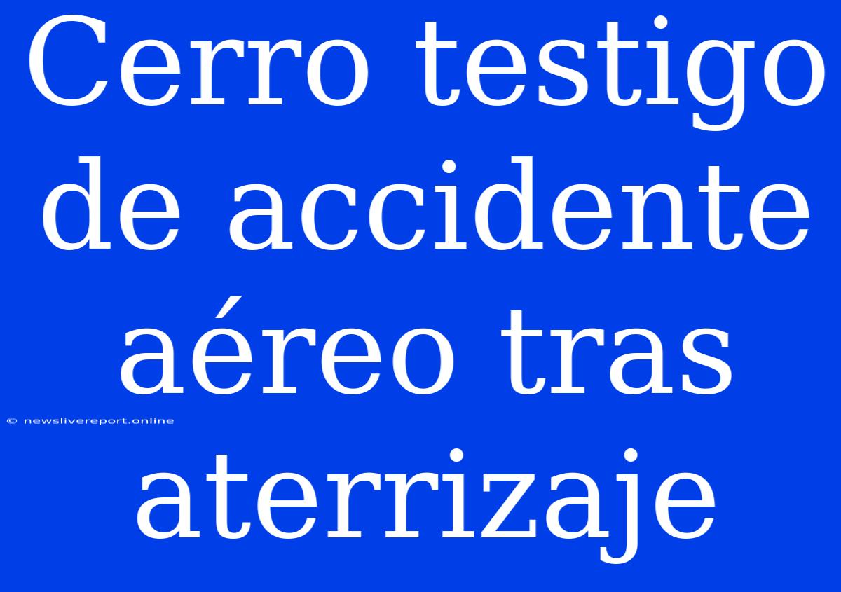 Cerro Testigo De Accidente Aéreo Tras Aterrizaje