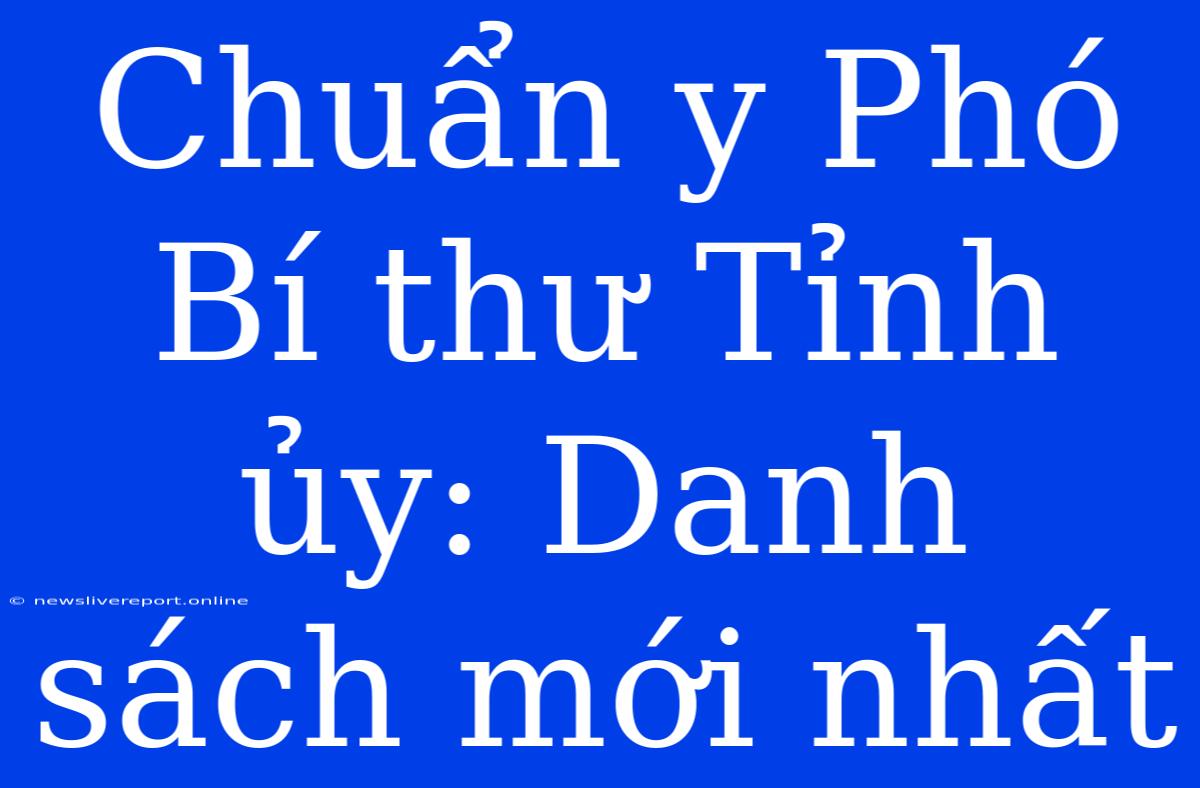 Chuẩn Y Phó Bí Thư Tỉnh Ủy: Danh Sách Mới Nhất