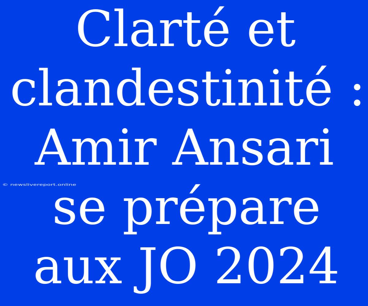 Clarté Et Clandestinité : Amir Ansari Se Prépare Aux JO 2024