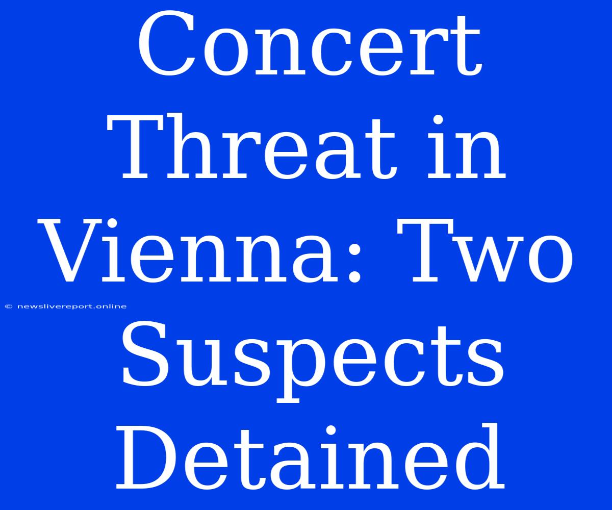 Concert Threat In Vienna: Two Suspects Detained