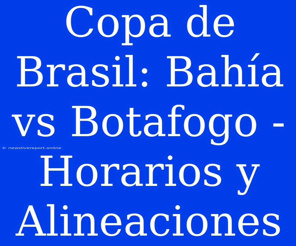 Copa De Brasil: Bahía Vs Botafogo - Horarios Y Alineaciones