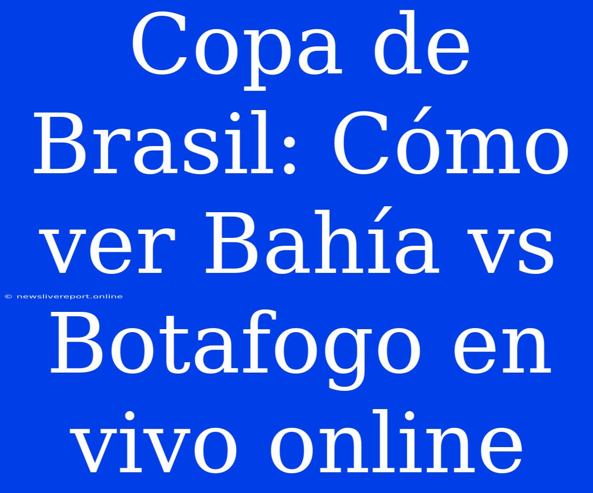 Copa De Brasil: Cómo Ver Bahía Vs Botafogo En Vivo Online