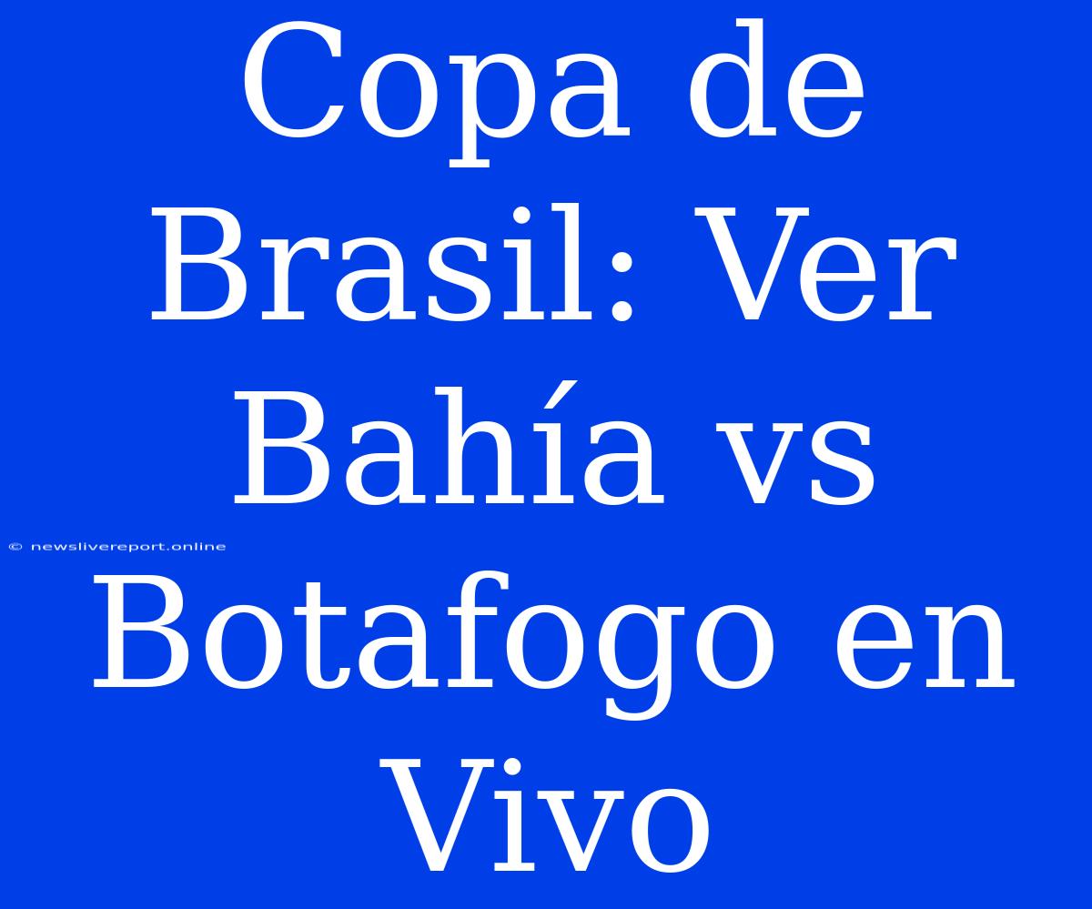 Copa De Brasil: Ver Bahía Vs Botafogo En Vivo