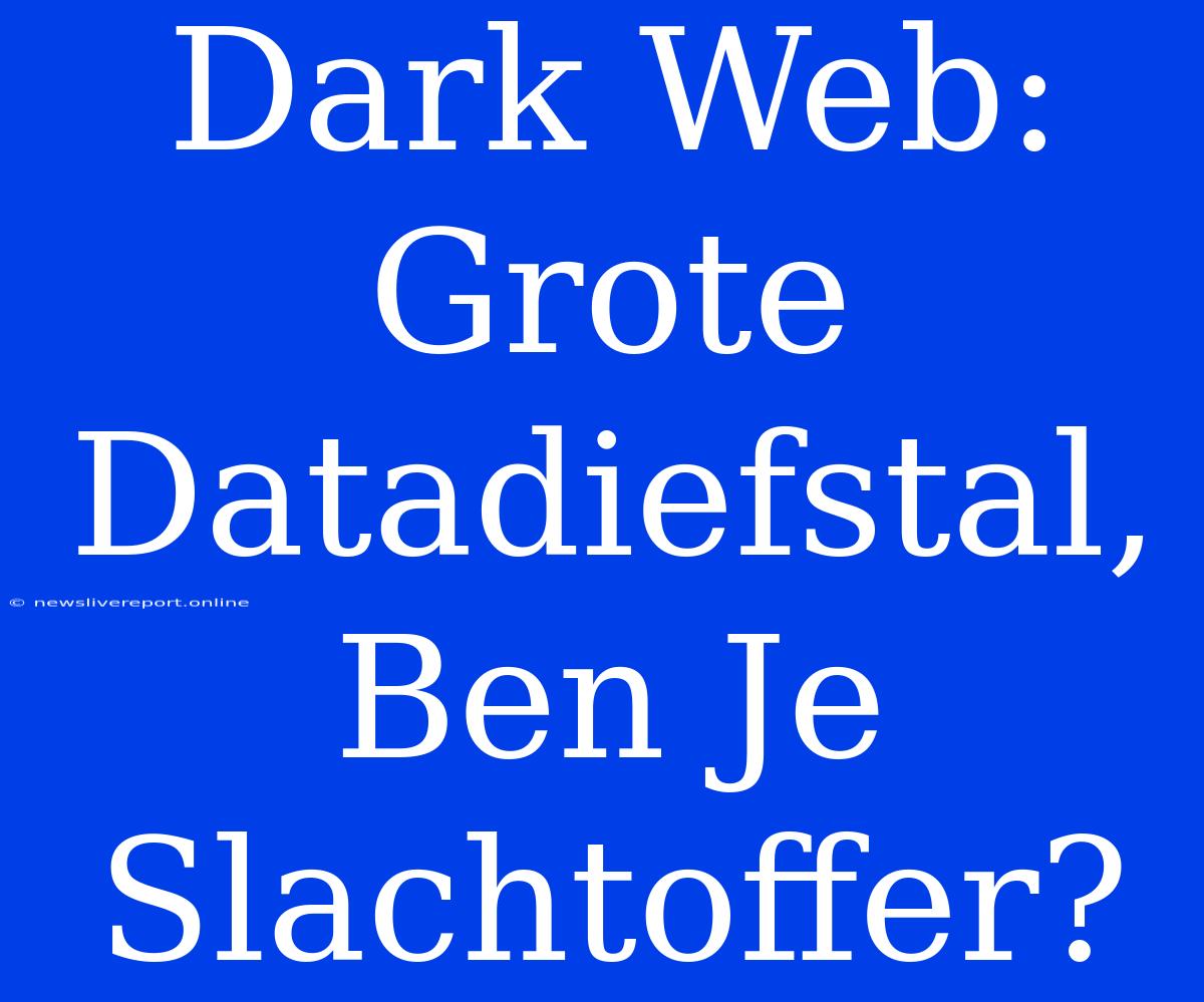 Dark Web: Grote Datadiefstal, Ben Je Slachtoffer?