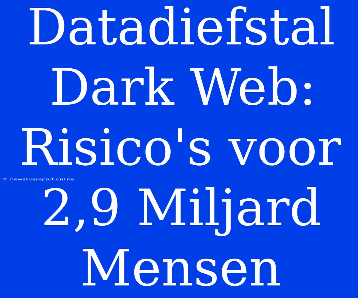 Datadiefstal Dark Web: Risico's Voor 2,9 Miljard Mensen