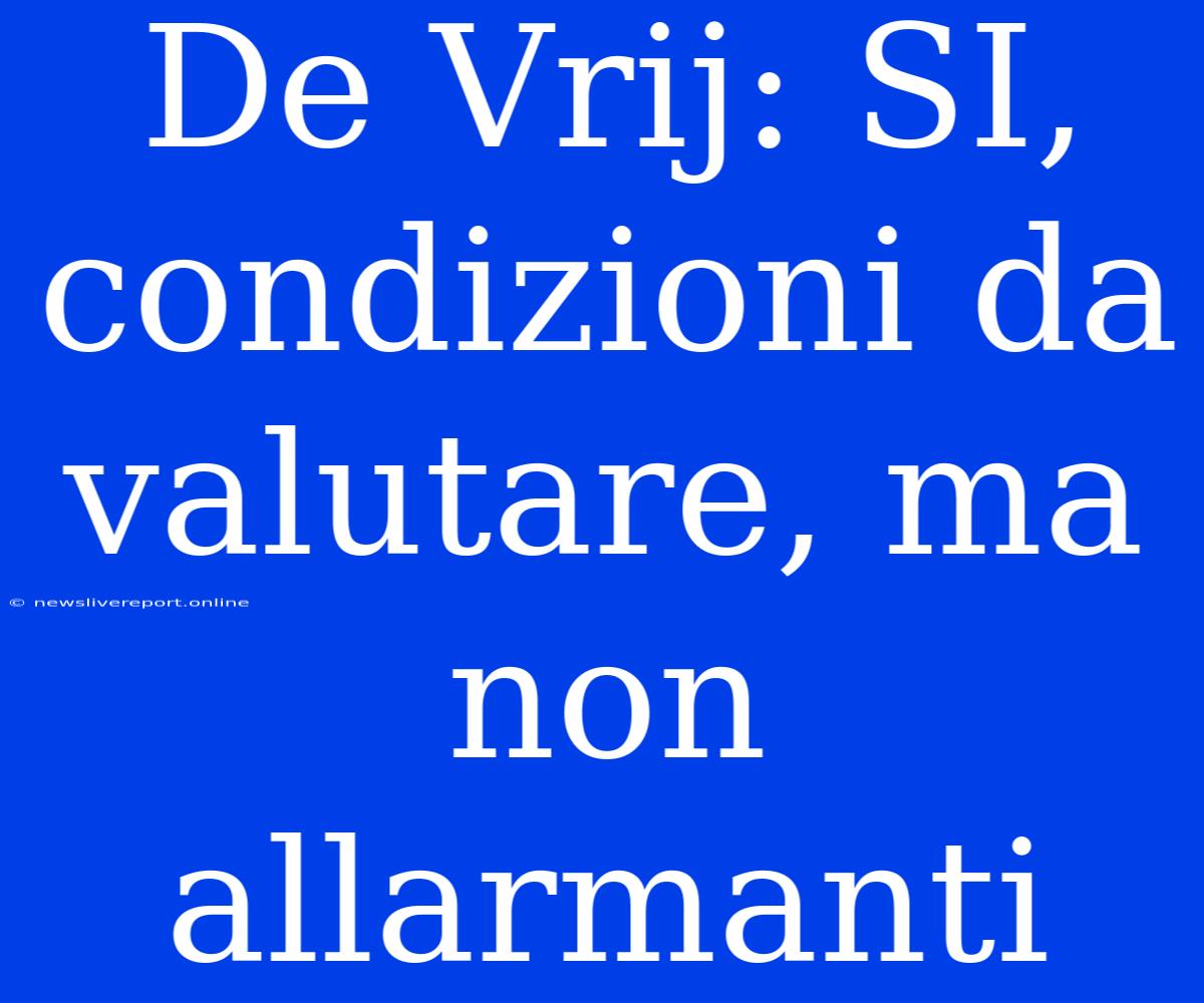 De Vrij: SI, Condizioni Da Valutare, Ma Non Allarmanti