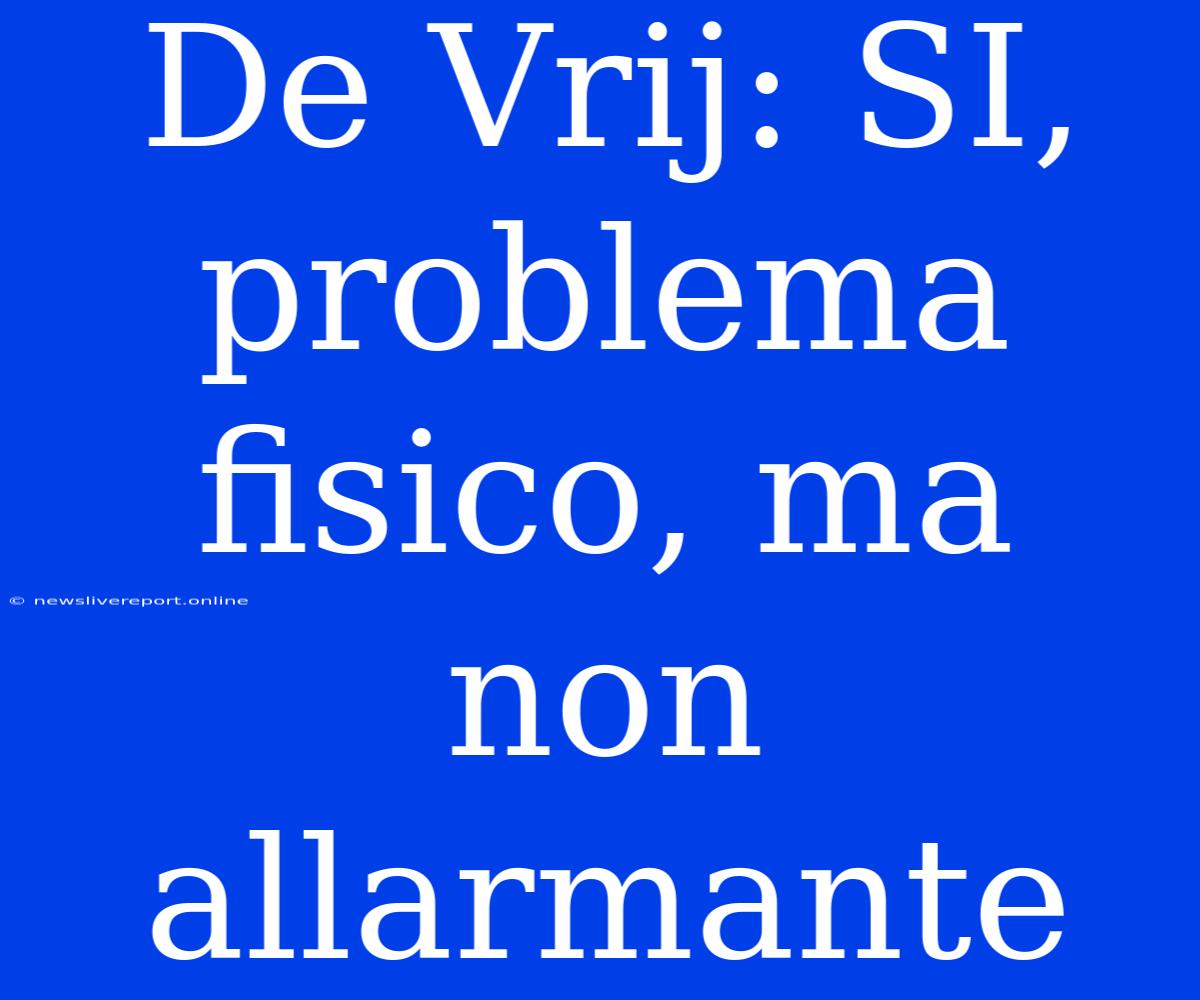 De Vrij: SI, Problema Fisico, Ma Non Allarmante