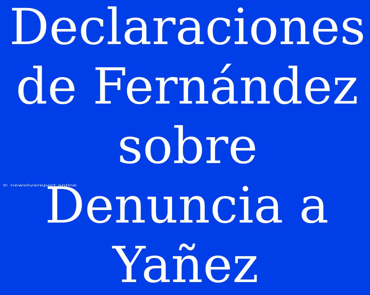 Declaraciones De Fernández Sobre Denuncia A Yañez