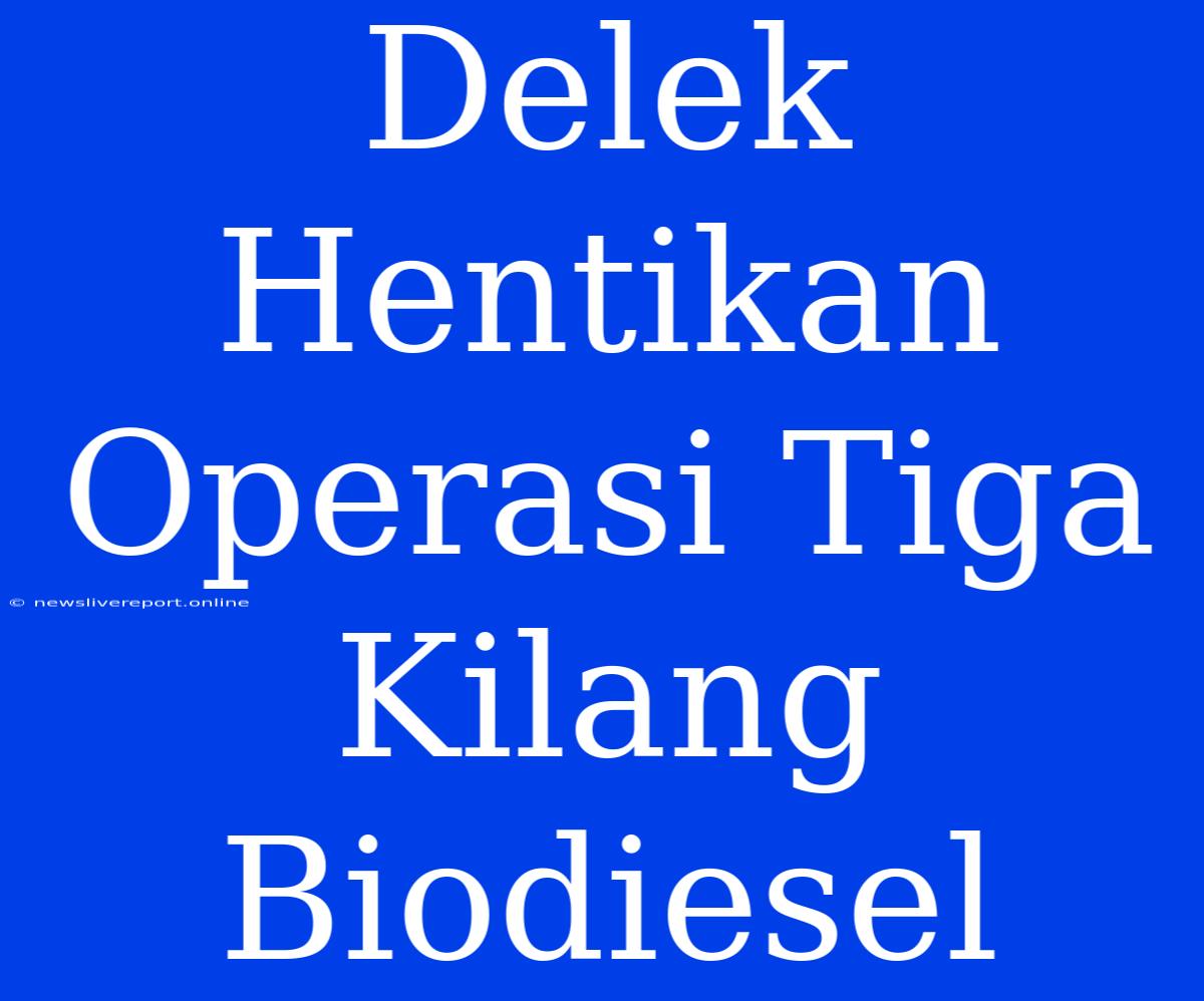 Delek Hentikan Operasi Tiga Kilang Biodiesel