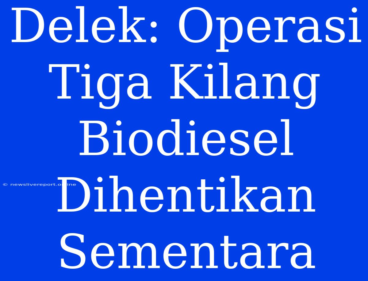 Delek: Operasi Tiga Kilang Biodiesel Dihentikan Sementara