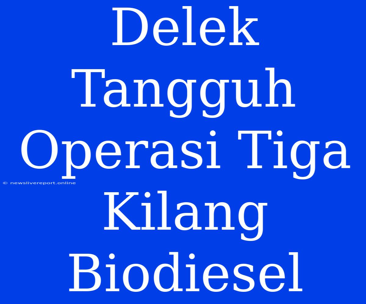 Delek Tangguh Operasi Tiga Kilang Biodiesel