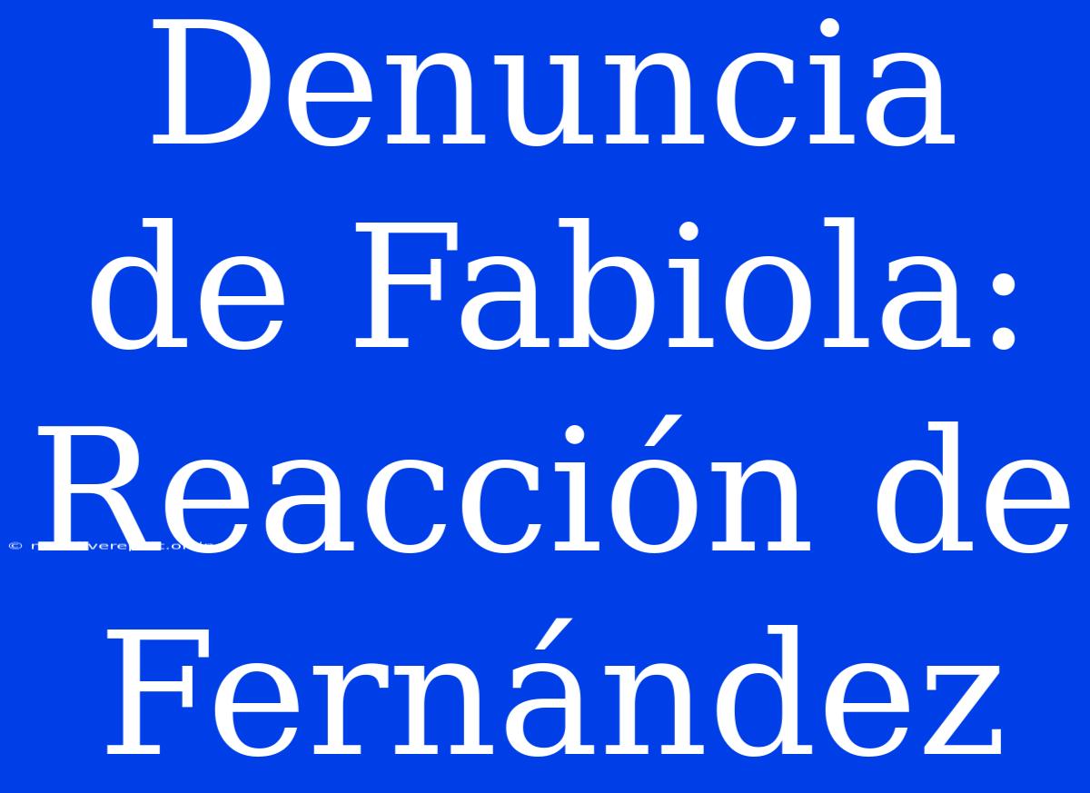 Denuncia De Fabiola: Reacción De Fernández