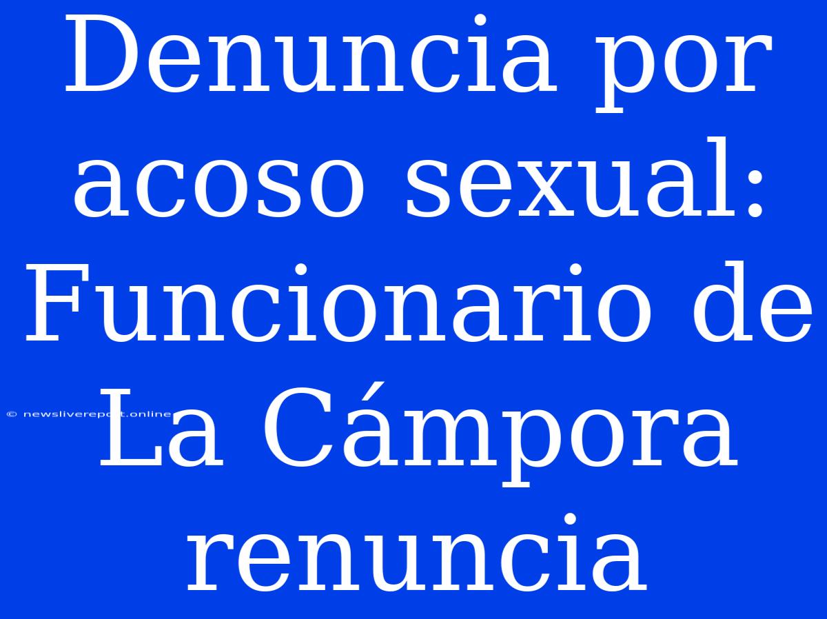 Denuncia Por Acoso Sexual: Funcionario De La Cámpora Renuncia