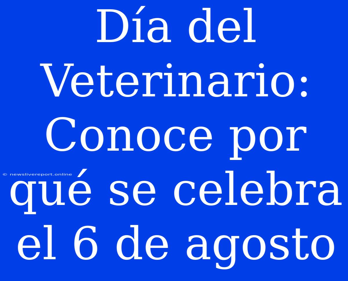 Día Del Veterinario: Conoce Por Qué Se Celebra El 6 De Agosto