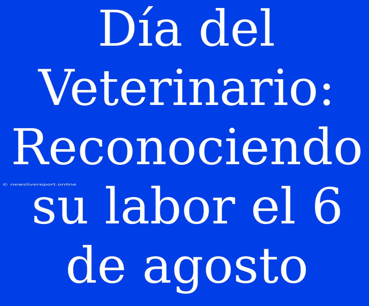 Día Del Veterinario: Reconociendo Su Labor El 6 De Agosto