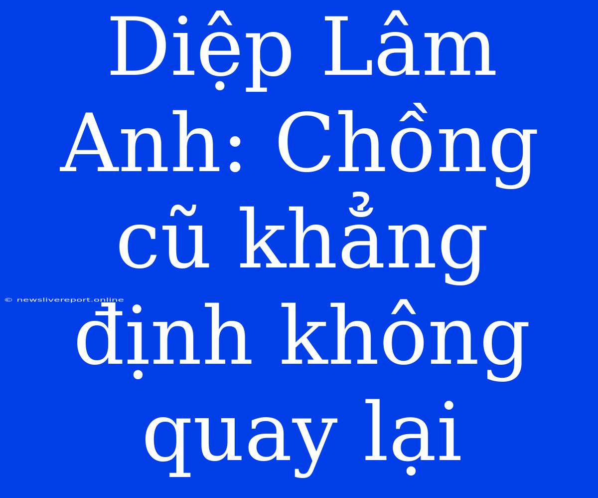 Diệp Lâm Anh: Chồng Cũ Khẳng Định Không Quay Lại