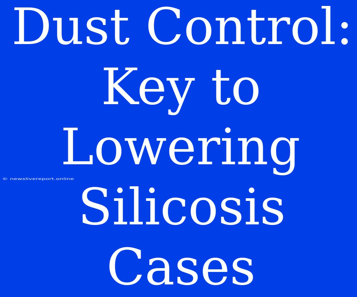 Dust Control: Key To Lowering Silicosis Cases