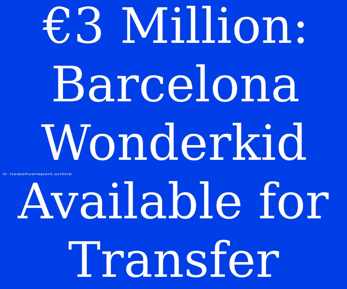 €3 Million: Barcelona Wonderkid Available For Transfer