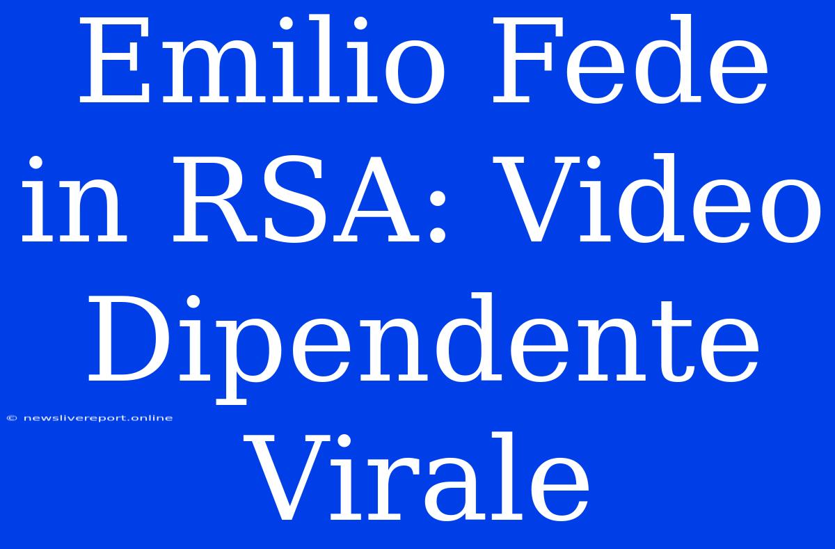 Emilio Fede In RSA: Video Dipendente Virale