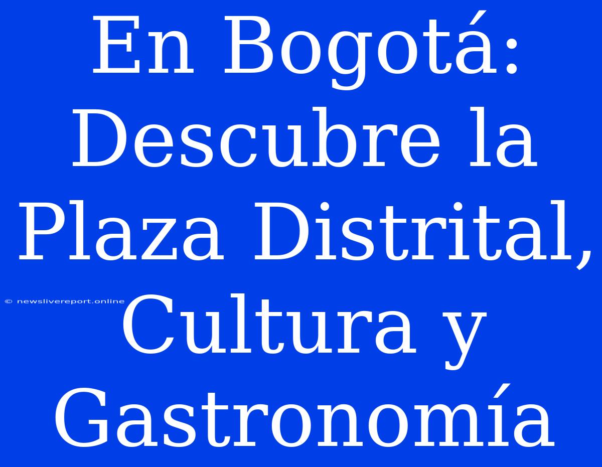 En Bogotá: Descubre La Plaza Distrital, Cultura Y Gastronomía