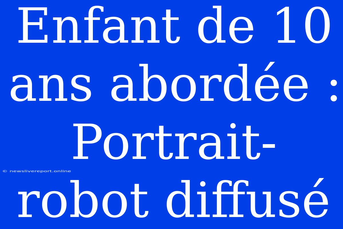 Enfant De 10 Ans Abordée : Portrait-robot Diffusé