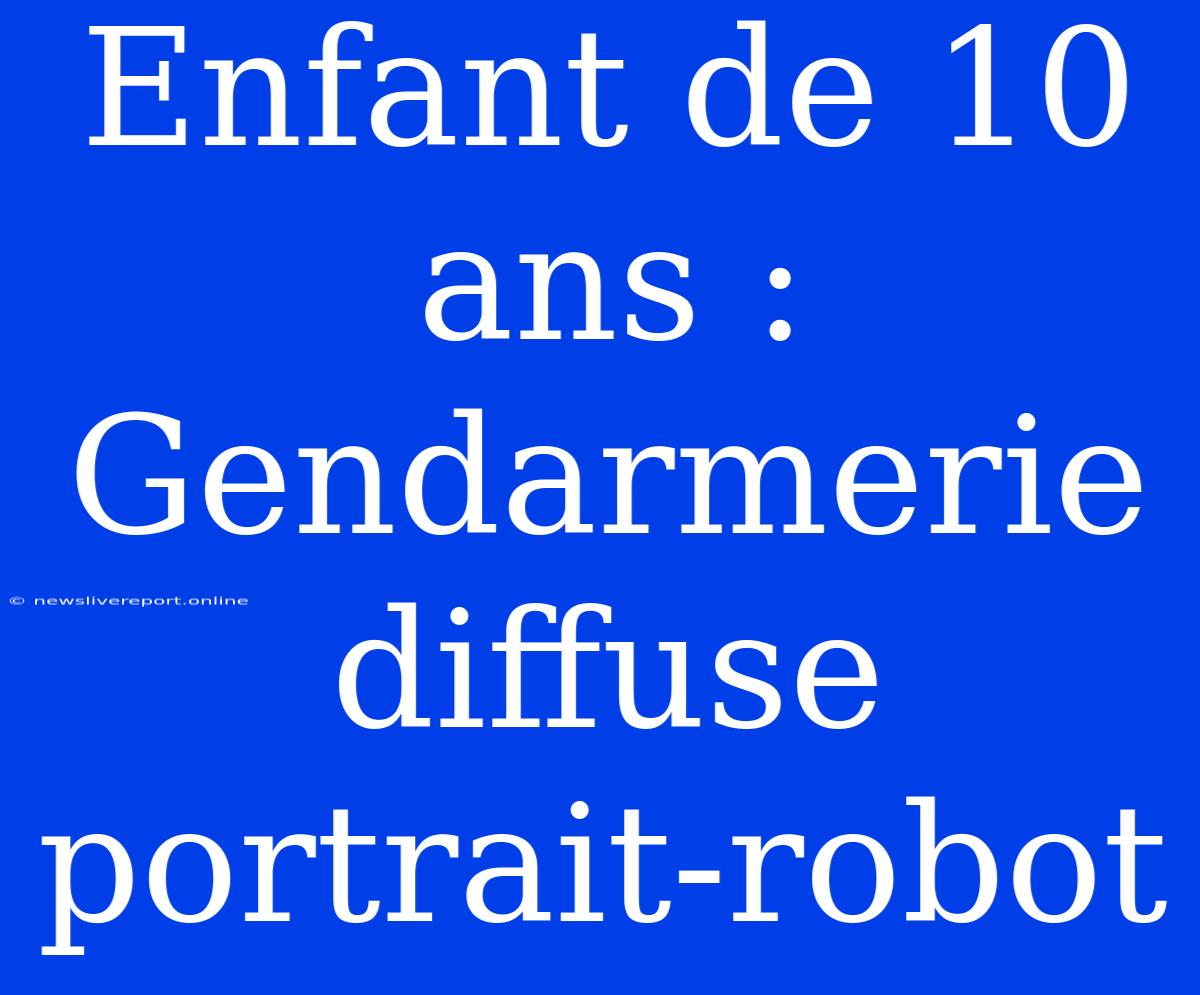 Enfant De 10 Ans : Gendarmerie Diffuse Portrait-robot