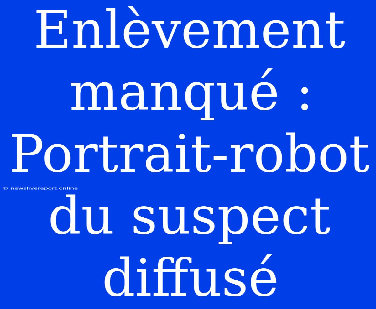 Enlèvement Manqué : Portrait-robot Du Suspect Diffusé