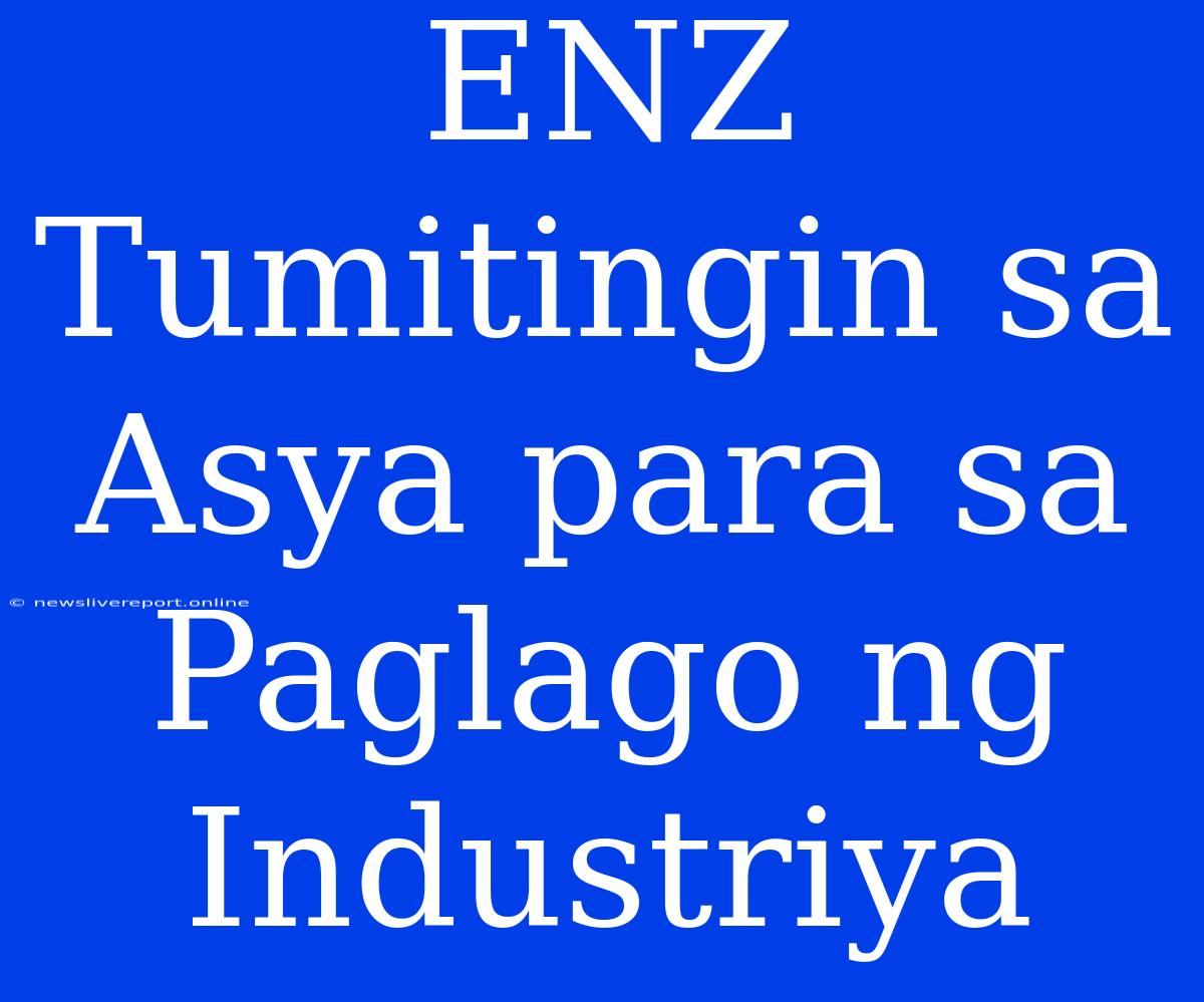 ENZ Tumitingin Sa Asya Para Sa Paglago Ng Industriya