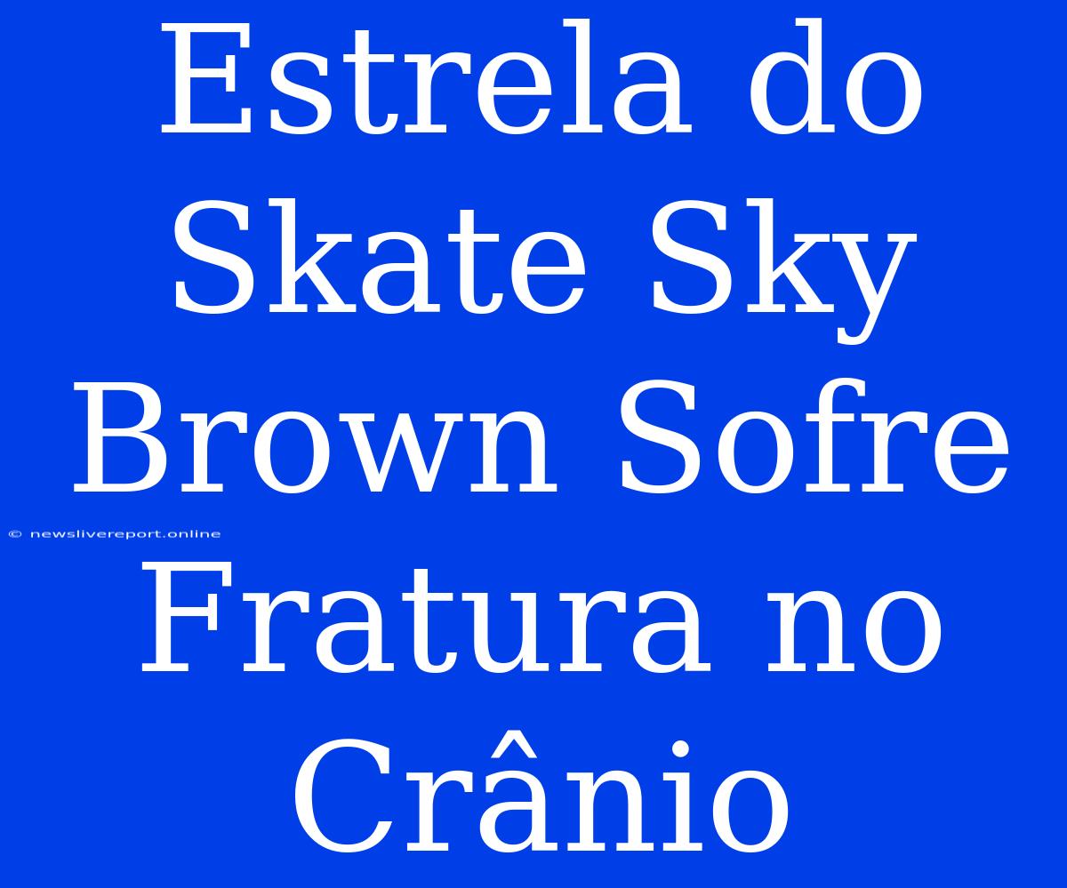 Estrela Do Skate Sky Brown Sofre Fratura No Crânio