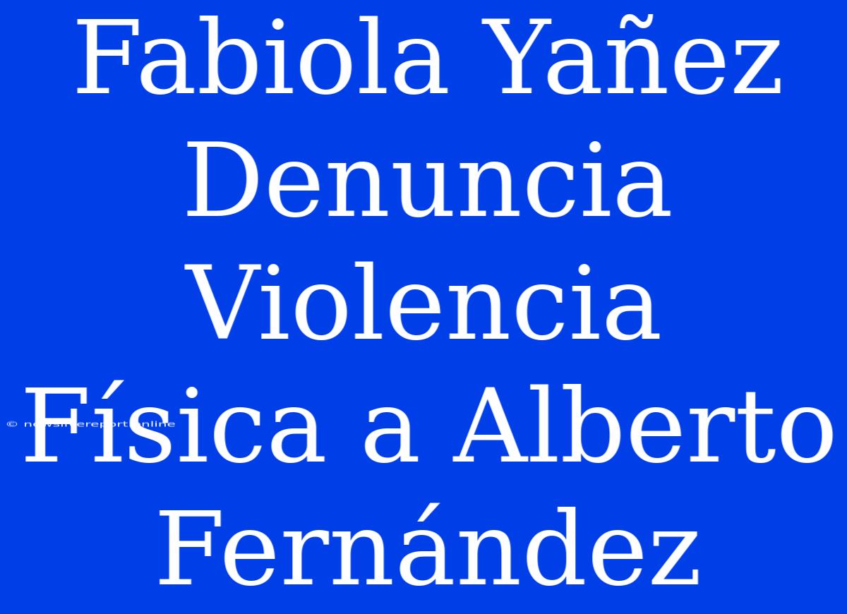 Fabiola Yañez Denuncia Violencia Física A Alberto Fernández