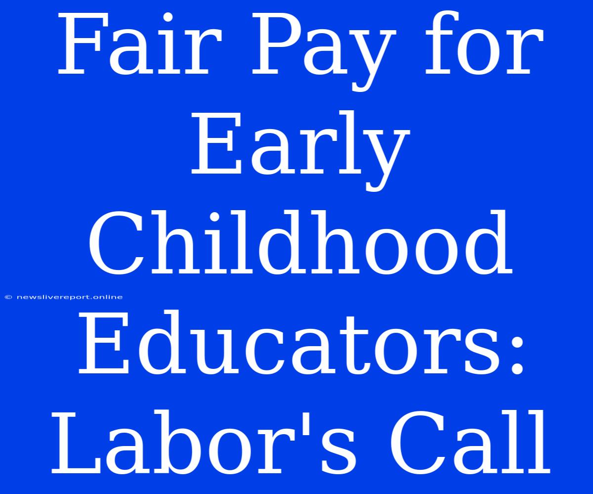 Fair Pay For Early Childhood Educators: Labor's Call