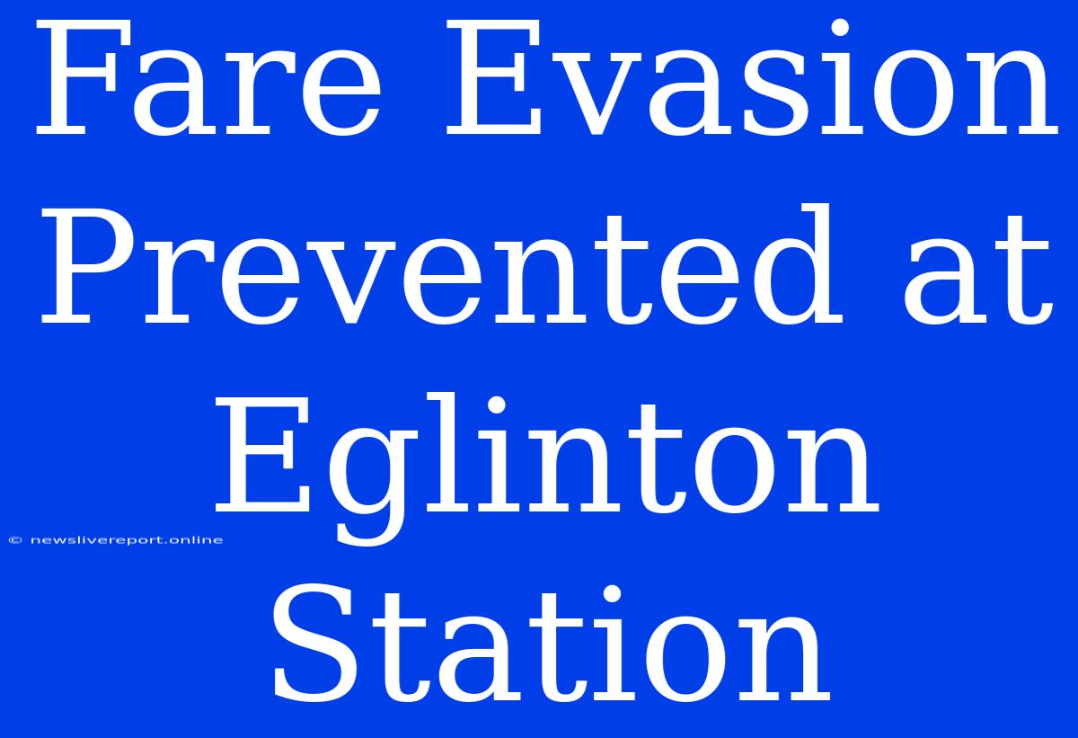 Fare Evasion Prevented At Eglinton Station