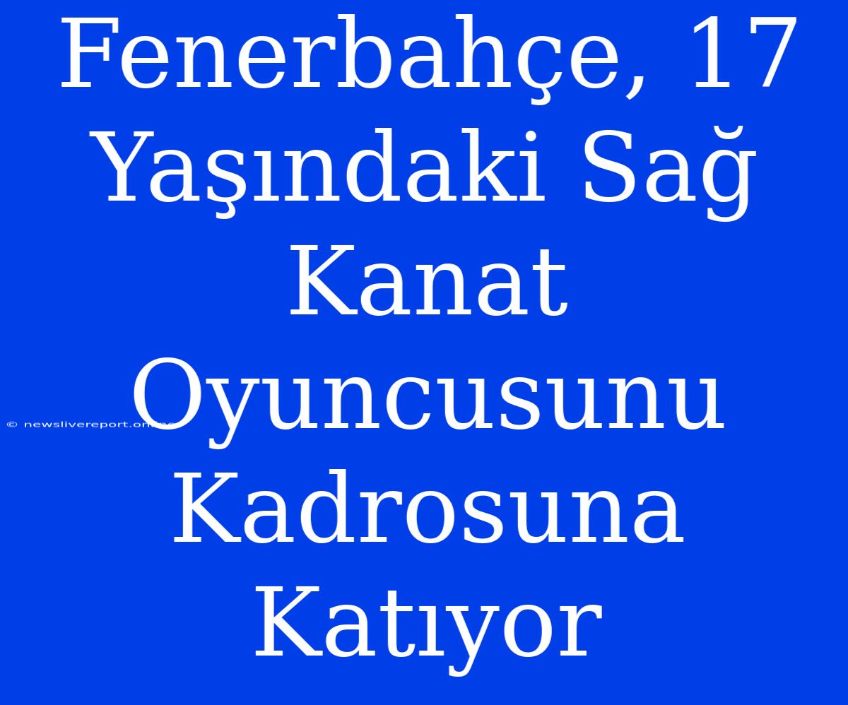 Fenerbahçe, 17 Yaşındaki Sağ Kanat Oyuncusunu Kadrosuna Katıyor