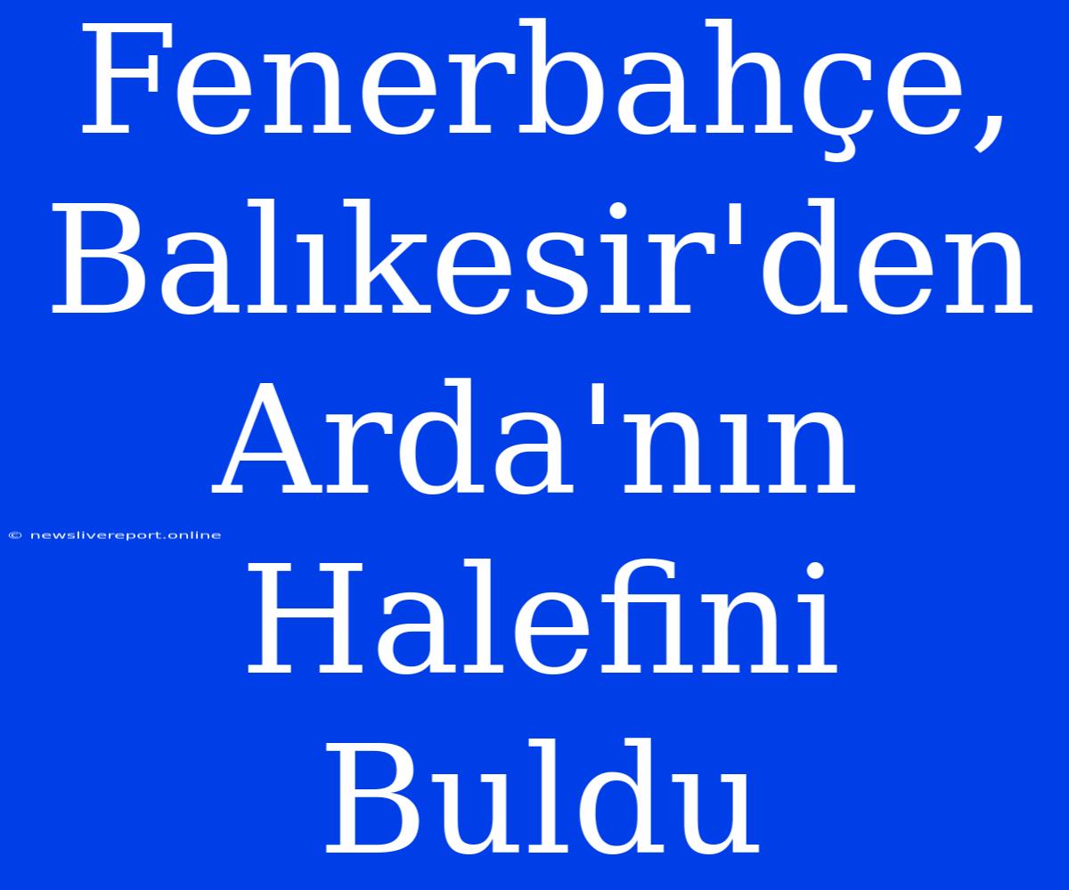 Fenerbahçe, Balıkesir'den Arda'nın Halefini Buldu