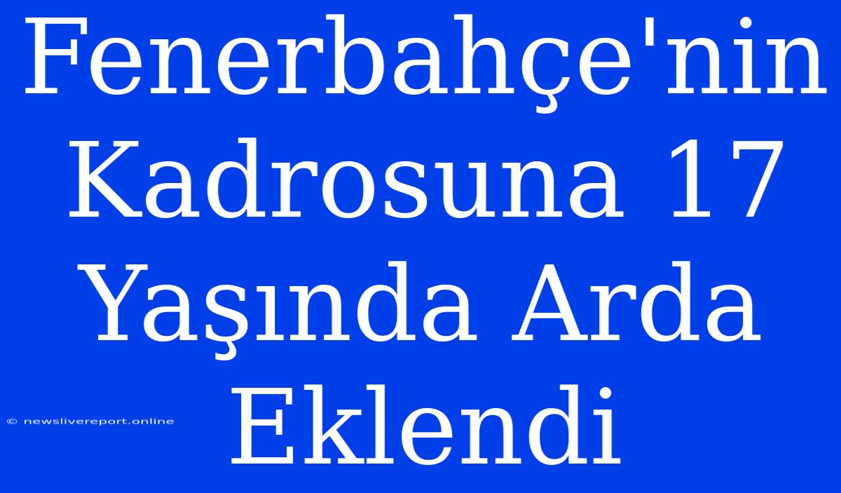 Fenerbahçe'nin Kadrosuna 17 Yaşında Arda Eklendi