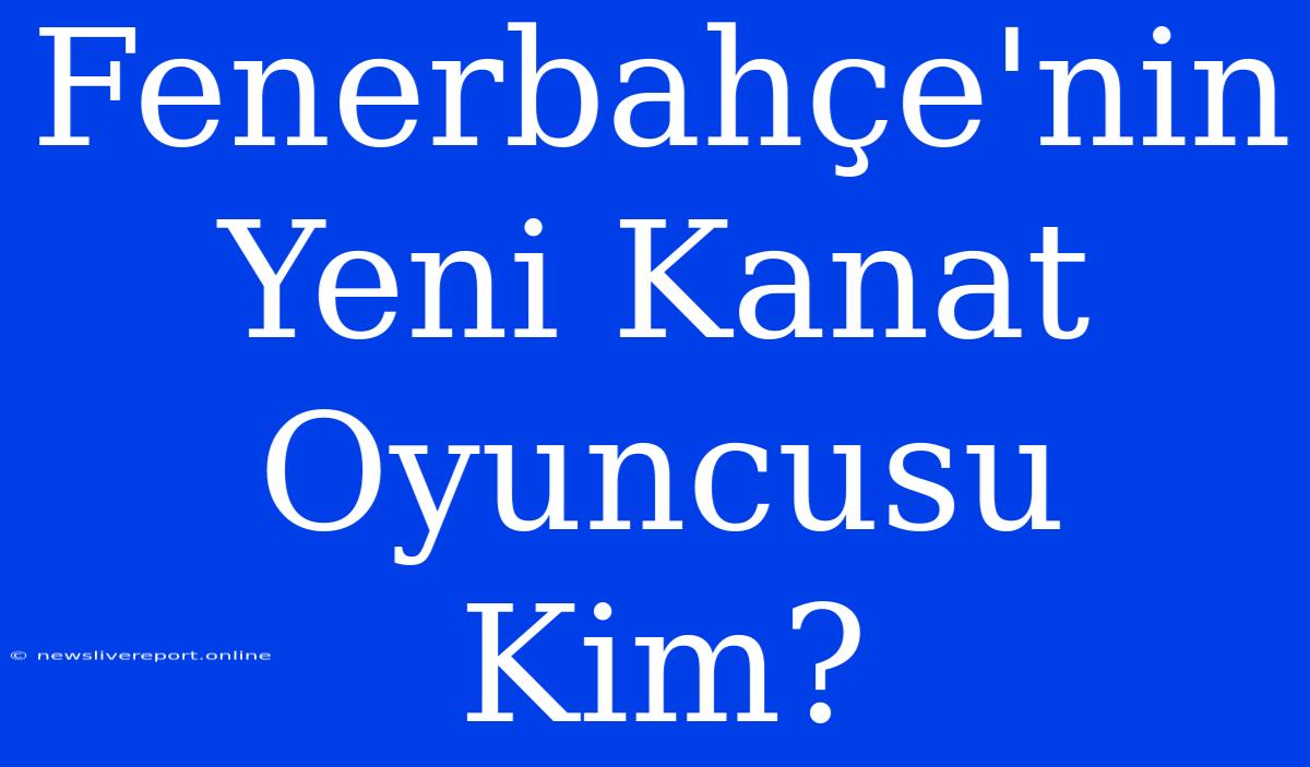 Fenerbahçe'nin Yeni Kanat Oyuncusu Kim?