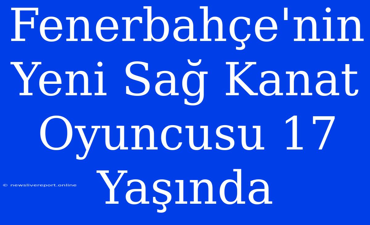 Fenerbahçe'nin Yeni Sağ Kanat Oyuncusu 17 Yaşında