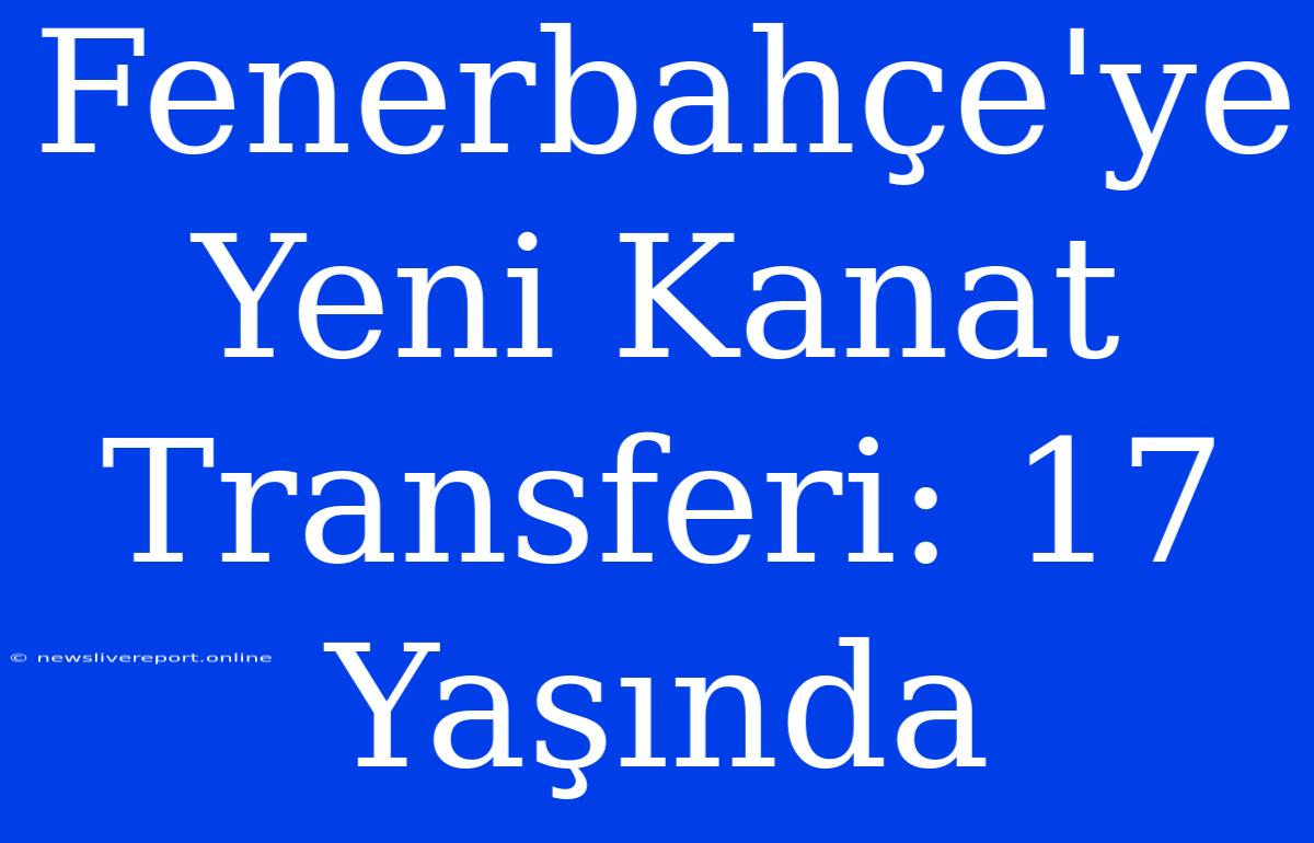 Fenerbahçe'ye Yeni Kanat Transferi: 17 Yaşında