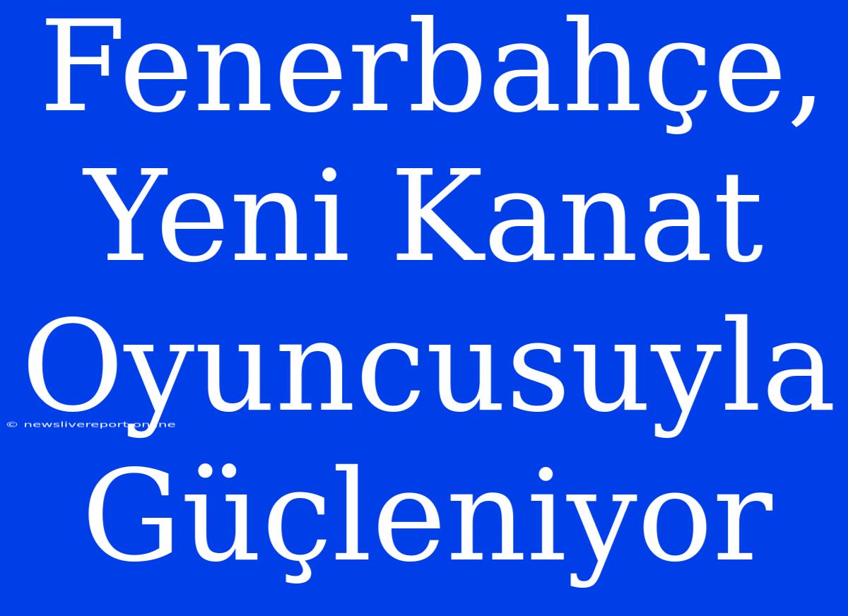 Fenerbahçe, Yeni Kanat Oyuncusuyla Güçleniyor