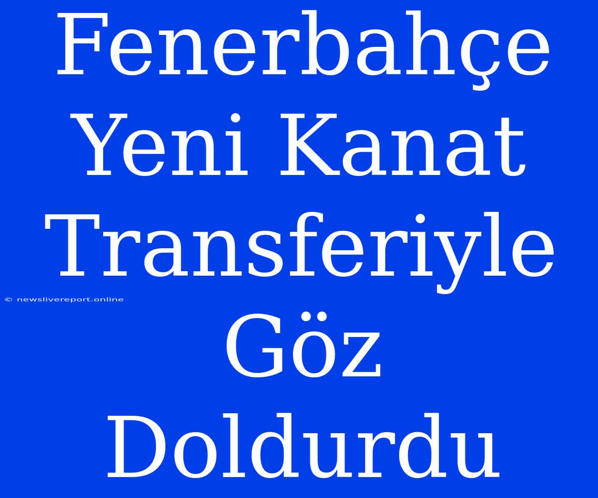 Fenerbahçe Yeni Kanat Transferiyle Göz Doldurdu