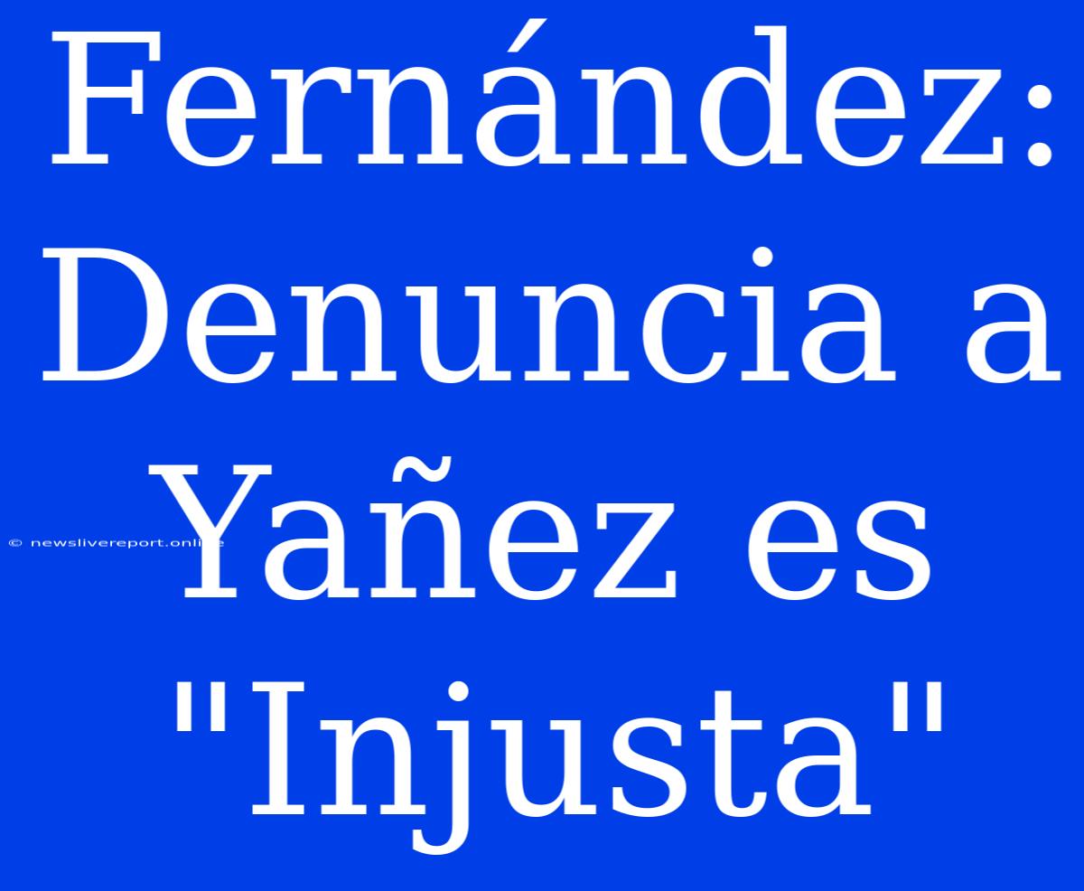 Fernández: Denuncia A Yañez Es 