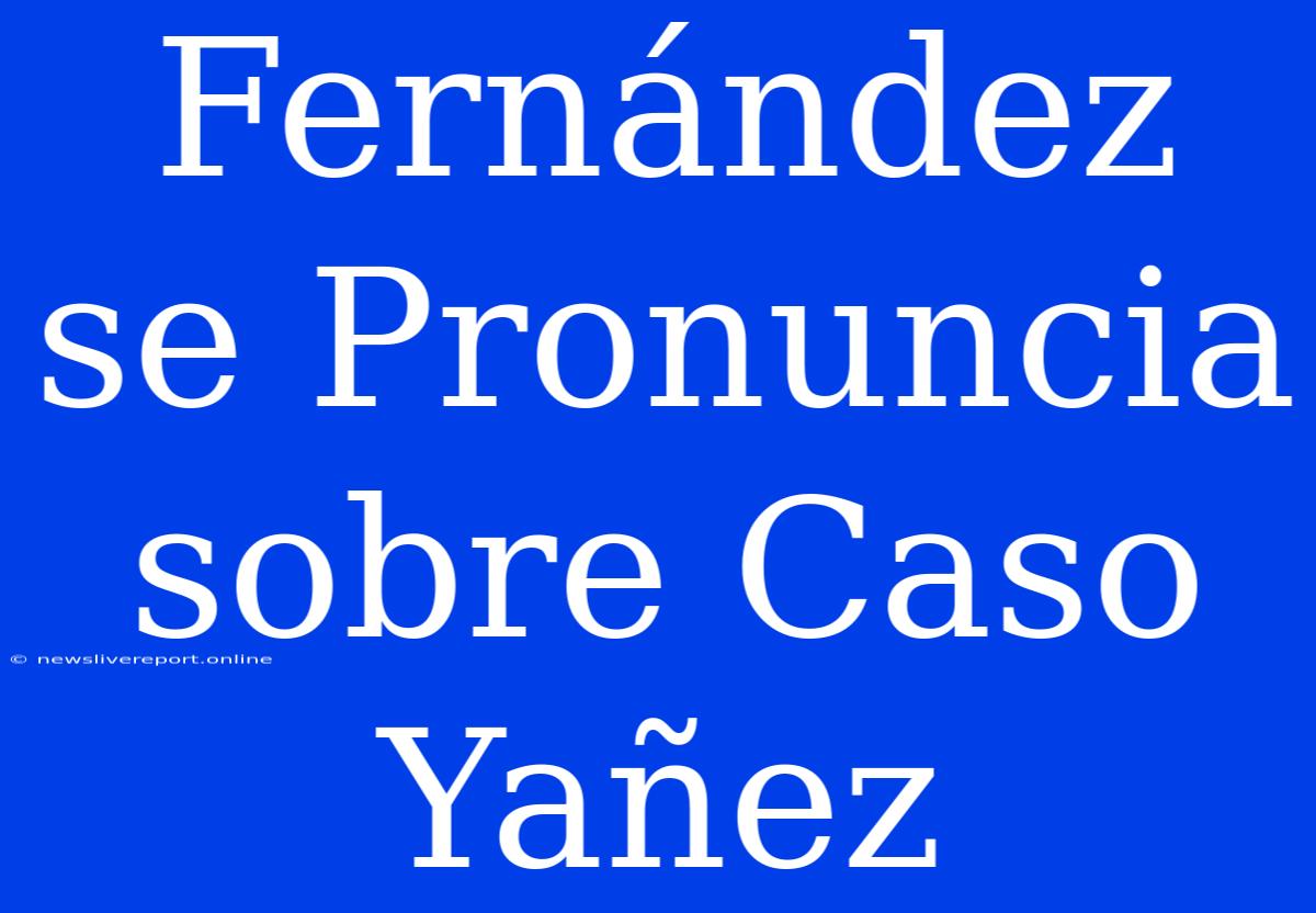 Fernández Se Pronuncia Sobre Caso Yañez