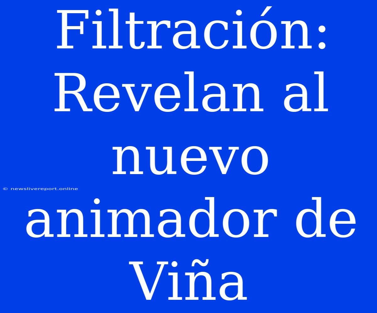 Filtración: Revelan Al Nuevo Animador De Viña