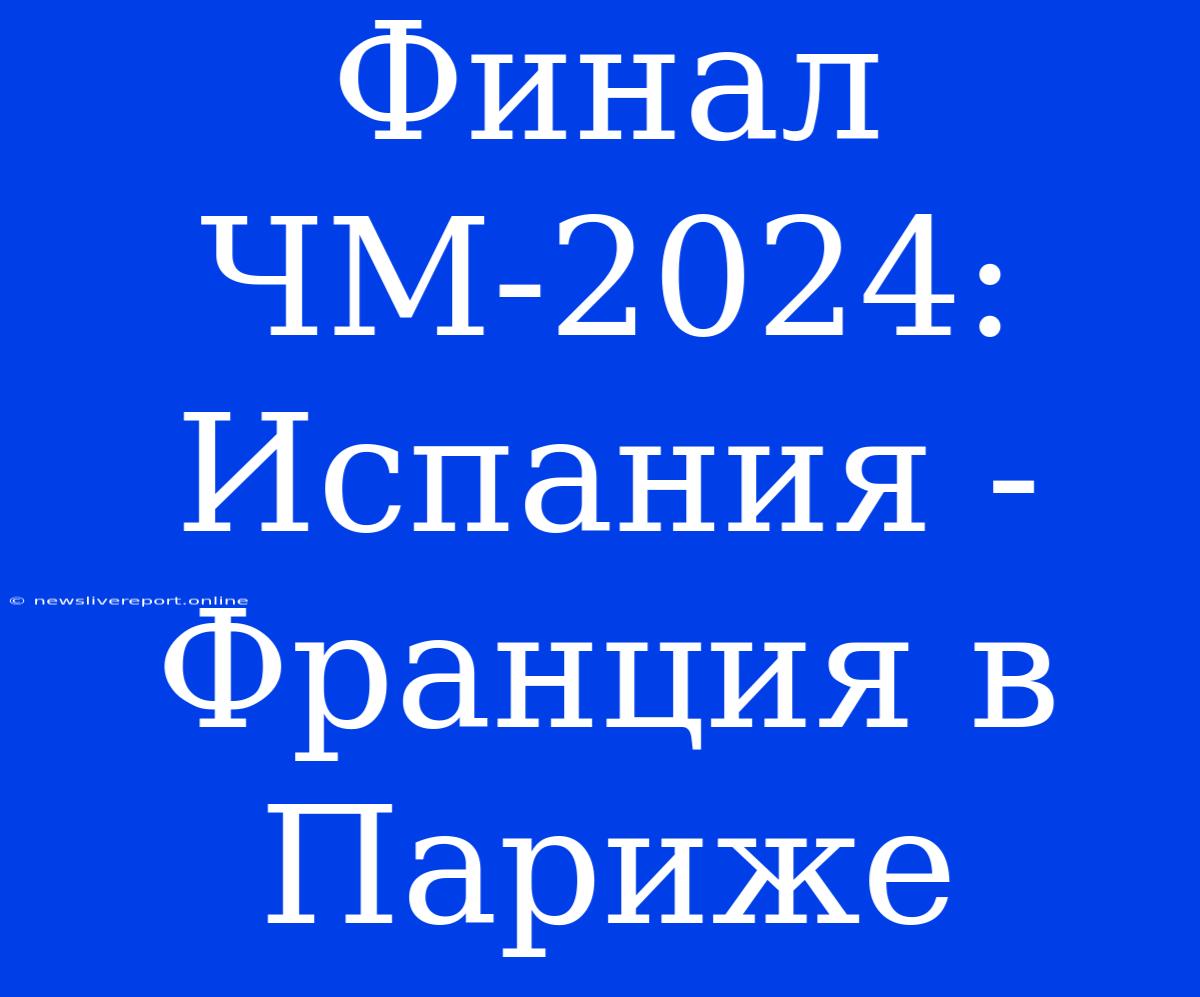 Финал ЧМ-2024: Испания - Франция В Париже