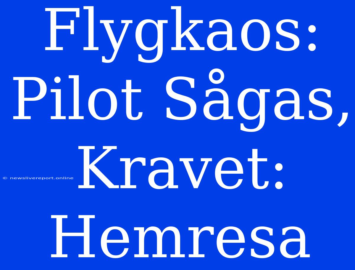 Flygkaos: Pilot Sågas, Kravet: Hemresa