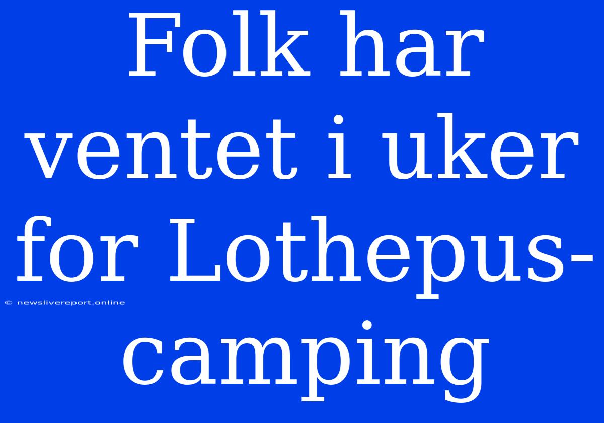 Folk Har Ventet I Uker For Lothepus-camping