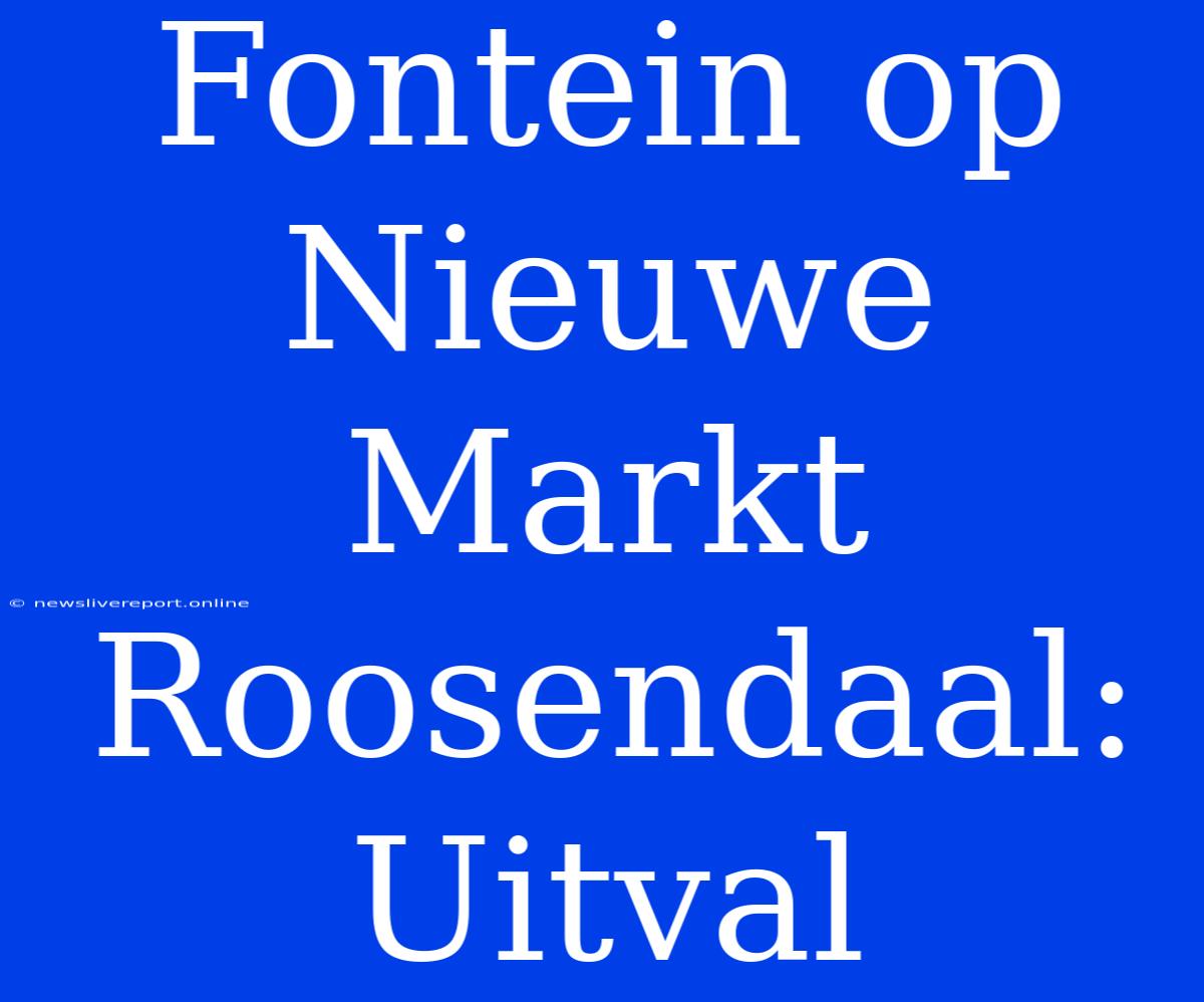 Fontein Op Nieuwe Markt Roosendaal: Uitval