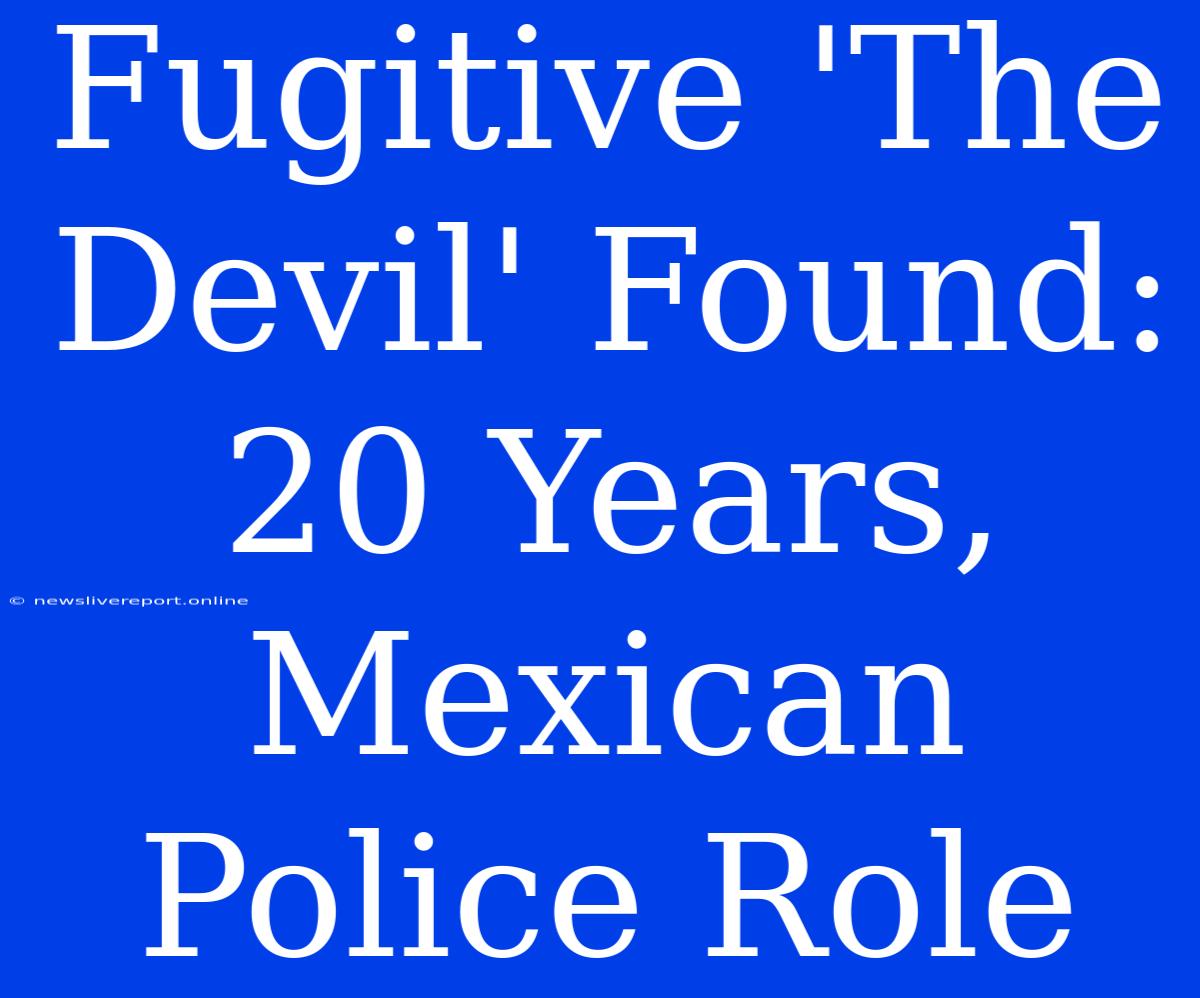 Fugitive 'The Devil' Found: 20 Years,  Mexican Police Role